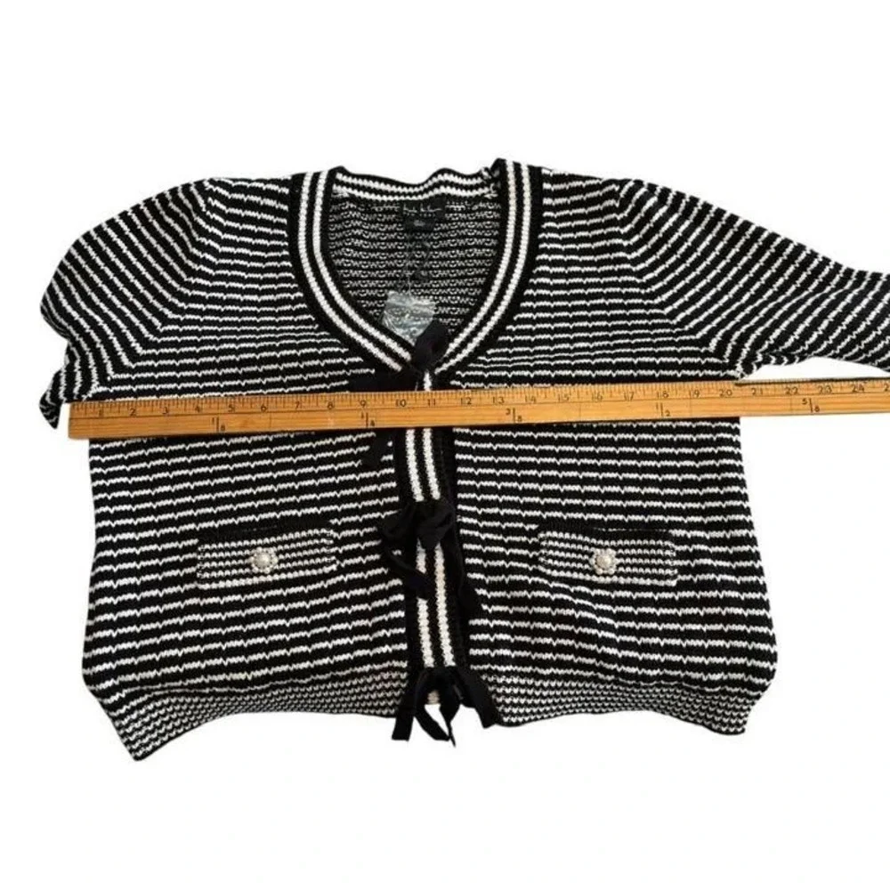 Nicole Miller 2 piece sweater and dress Black White. Jewels. Bows. Stretch. LGE - Picture 15 of 16